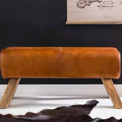 Best Wohnen Vintage Lederbank Snog mit Holzgestell rustikal