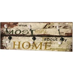 Sale Wohnen Vintage Look Wandgarderobe mit Schrift bedruckt - Gyrineva