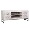 Discount Wohnen Vintage Lowboard in Mangoholz White Wash - Fudorus