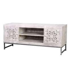 Discount Wohnen Vintage Lowboard in Mangoholz White Wash - Fudorus