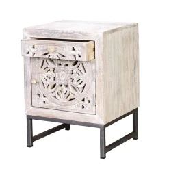 Best Wohnen Vintage Nachtschrank aus Mangoholz White Wash - Fudorus