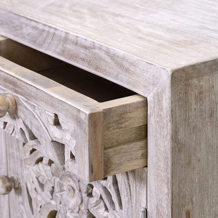 Best Wohnen Vintage Nachtschrank aus Mangoholz White Wash - Fudorus