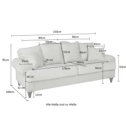 Wohnen Vintage Sofa in Beige mit Dunkelbraun - Merandes