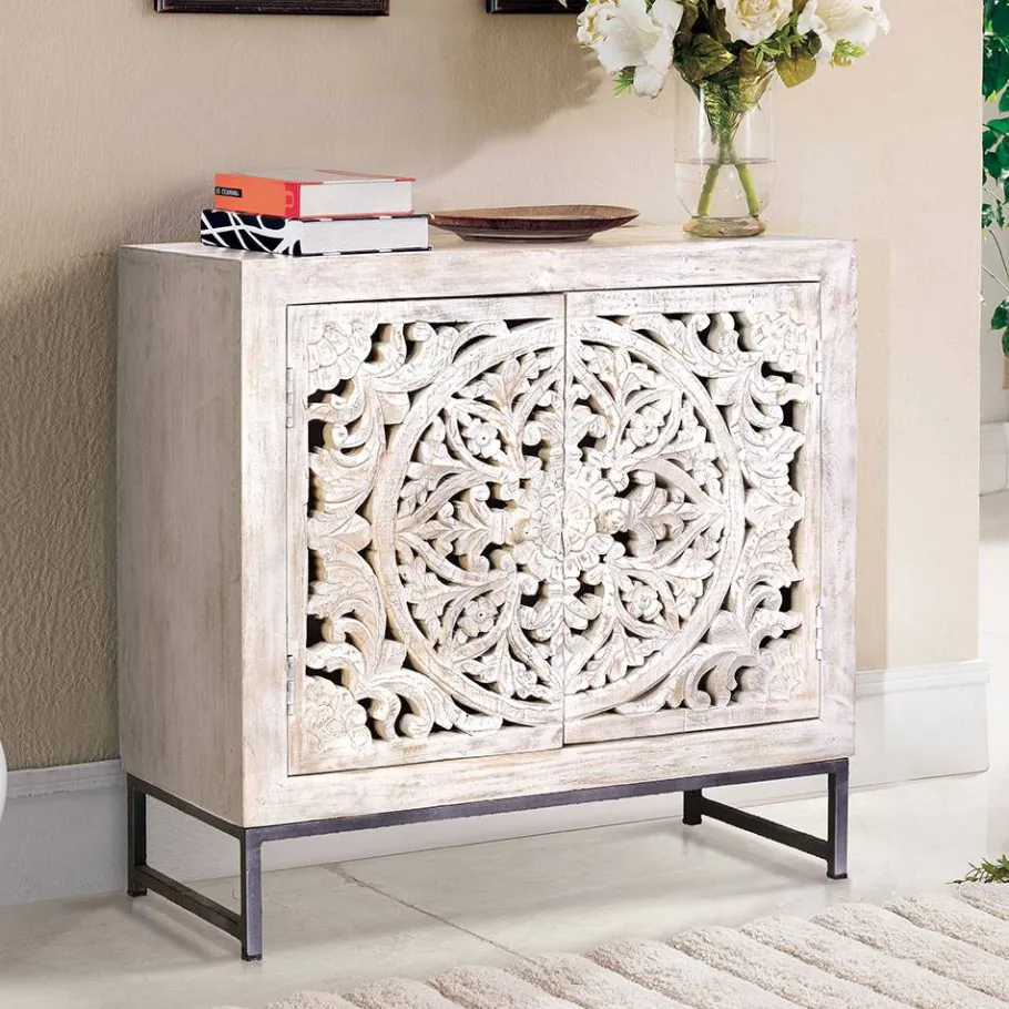 Clearance Wohnen Vintage Türen-Kommode in Holz White Wash - Fudorus
