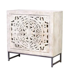 Clearance Wohnen Vintage Türen-Kommode in Holz White Wash - Fudorus