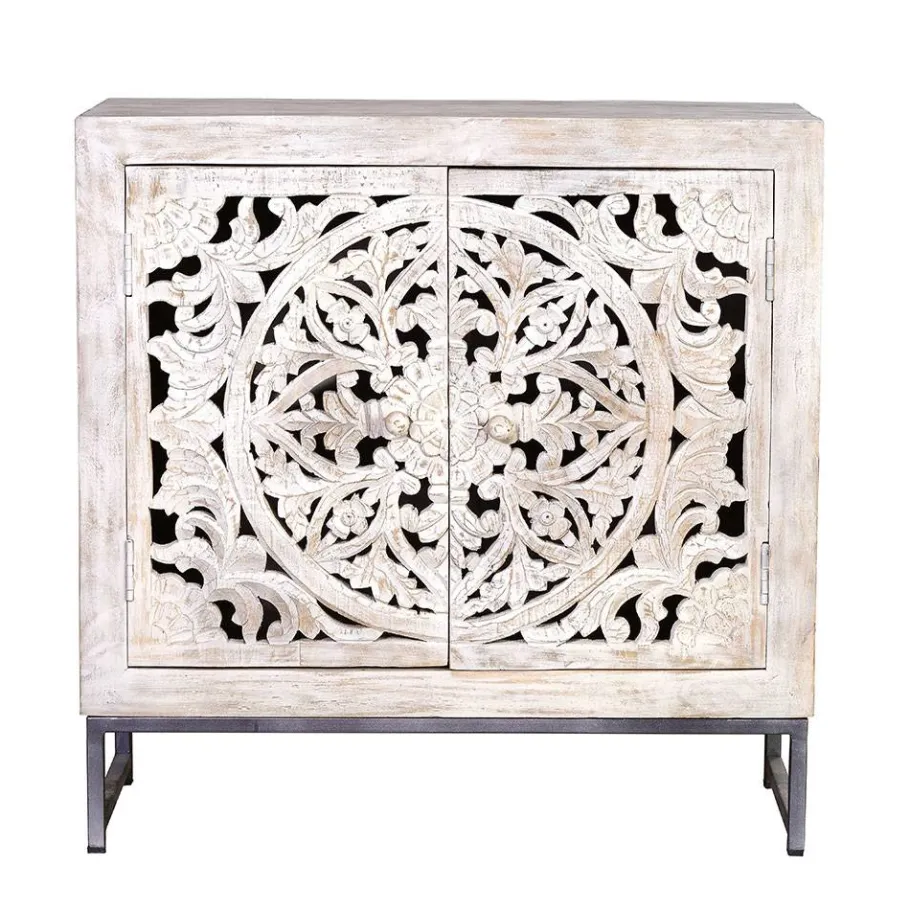 Clearance Wohnen Vintage Türen-Kommode in Holz White Wash - Fudorus