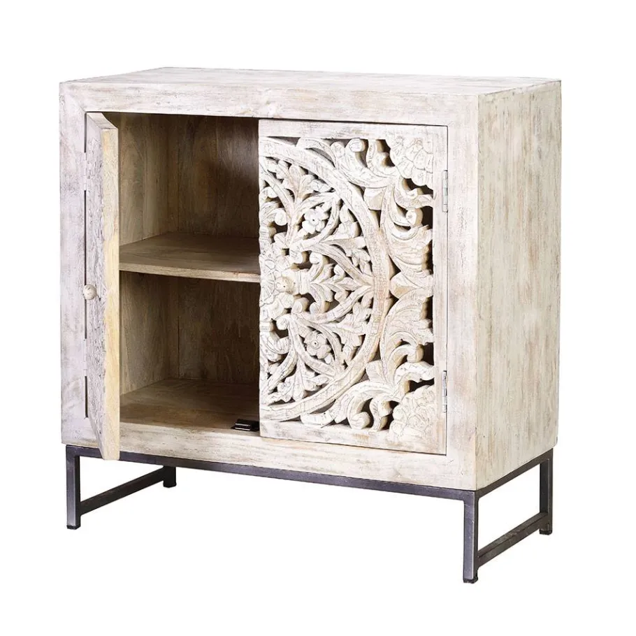 Clearance Wohnen Vintage Türen-Kommode in Holz White Wash - Fudorus