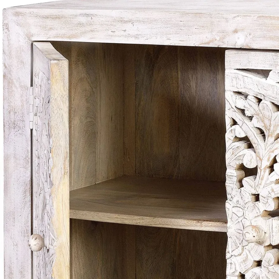 Clearance Wohnen Vintage Türen-Kommode in Holz White Wash - Fudorus