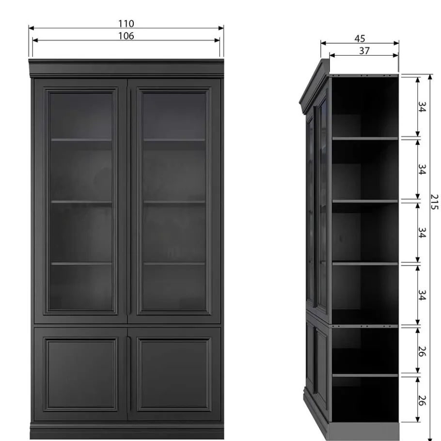 Sale Wohnen Vintage Vitrinenschrank in Schwarz - Graddos