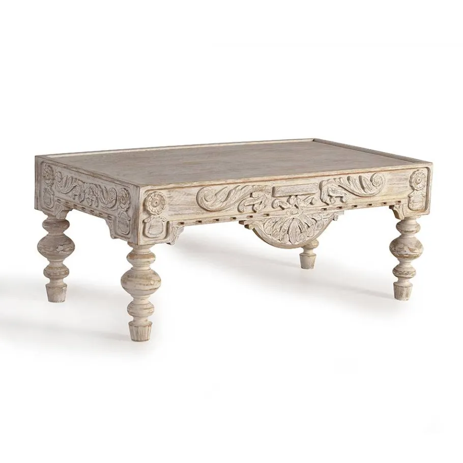 New Wohnen Vintage Wohnzimmertisch in Mangoholz White Wash - Lornas