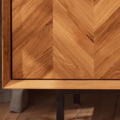 Outlet Wohnen Vitrine Highboard mit 3 Türen & Schubladen - Kerfa