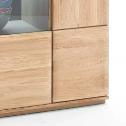 Online Wohnen Vitrine Highboard optional mit LED Pontros Eiche Bianco teilmassiv