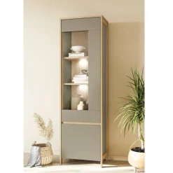 New Wohnen Vitrine in Eukalyptus und Eiche Optik - Promo