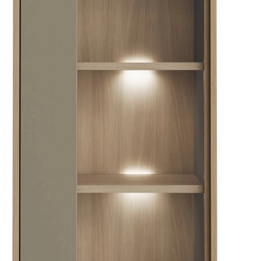 New Wohnen Vitrine in Eukalyptus und Eiche Optik - Promo