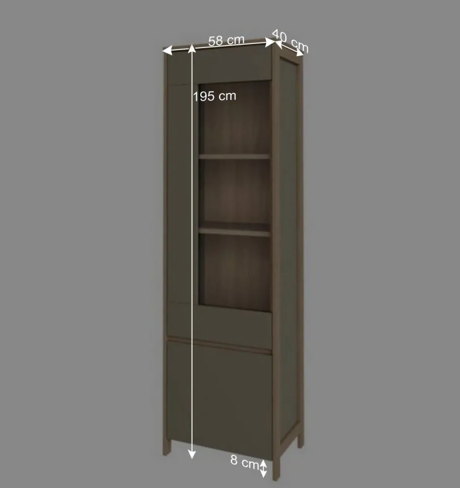 New Wohnen Vitrine in Eukalyptus und Eiche Optik - Promo