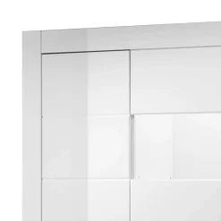 Hot Wohnen Vitrine in Weiß hochglänzend Mextra mit Absetzung Beton Optik