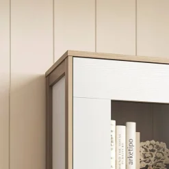 Online Wohnen Vitrine in Weiß und Eiche Dekor - Ovidio