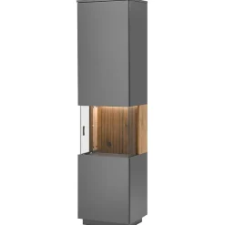 Sale Wohnen Vitrinenschrank in Anthrazit & Eiche Bianco - Cruzca