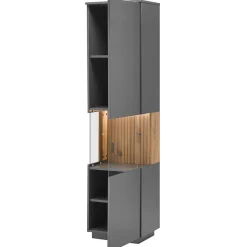Sale Wohnen Vitrinenschrank in Anthrazit & Eiche Bianco - Cruzca