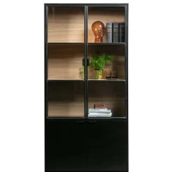 Best Wohnen Vitrinenschrank in Kiefer und Schwarz - Angoro