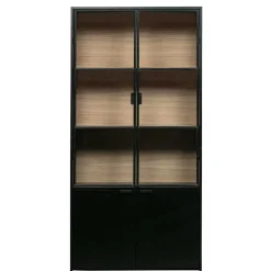 Best Wohnen Vitrinenschrank in Kiefer und Schwarz - Angoro