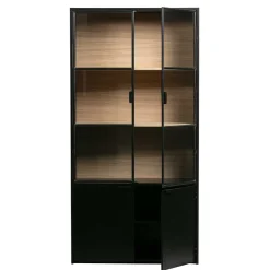 Best Wohnen Vitrinenschrank in Kiefer und Schwarz - Angoro