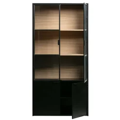 Best Wohnen Vitrinenschrank in Kiefer und Schwarz - Angoro