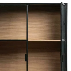 Best Wohnen Vitrinenschrank in Kiefer und Schwarz - Angoro