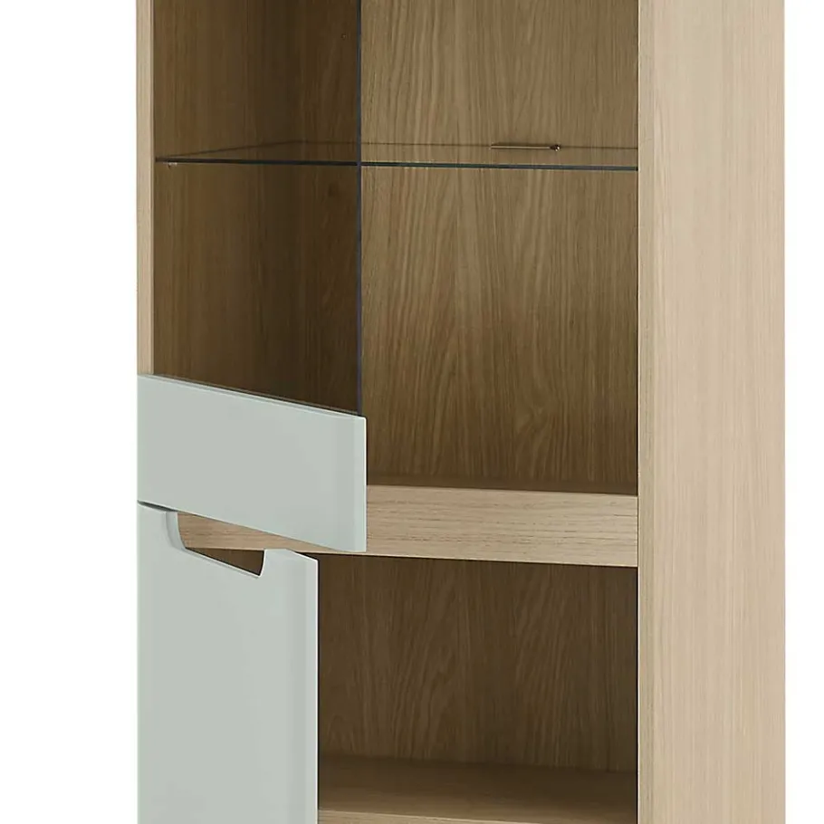 Wohnen Vitrinenschrank in Mintgrün und Eiche - Armina