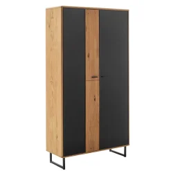 New Wohnen Vitrinenschrank in Wildeiche & Anthrazit - Flacona