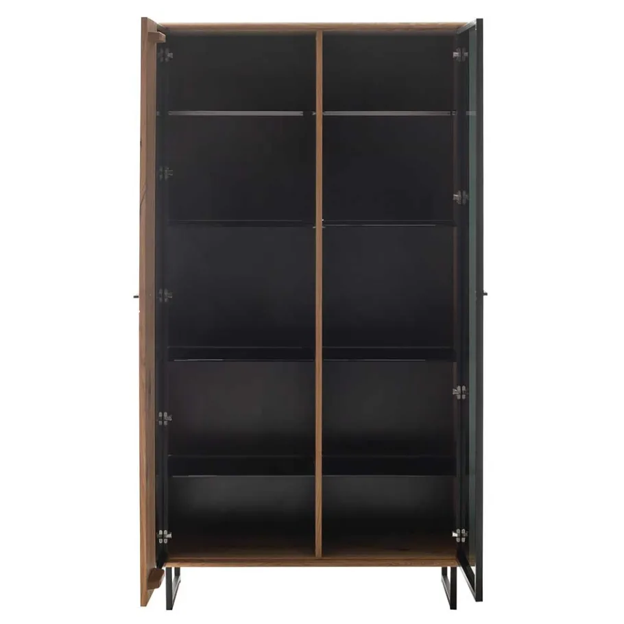 New Wohnen Vitrinenschrank in Wildeiche & Anthrazit - Flacona