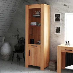 Hot Wohnen Vitrinenschrank Mosniak aus Kernbuche Massivholz