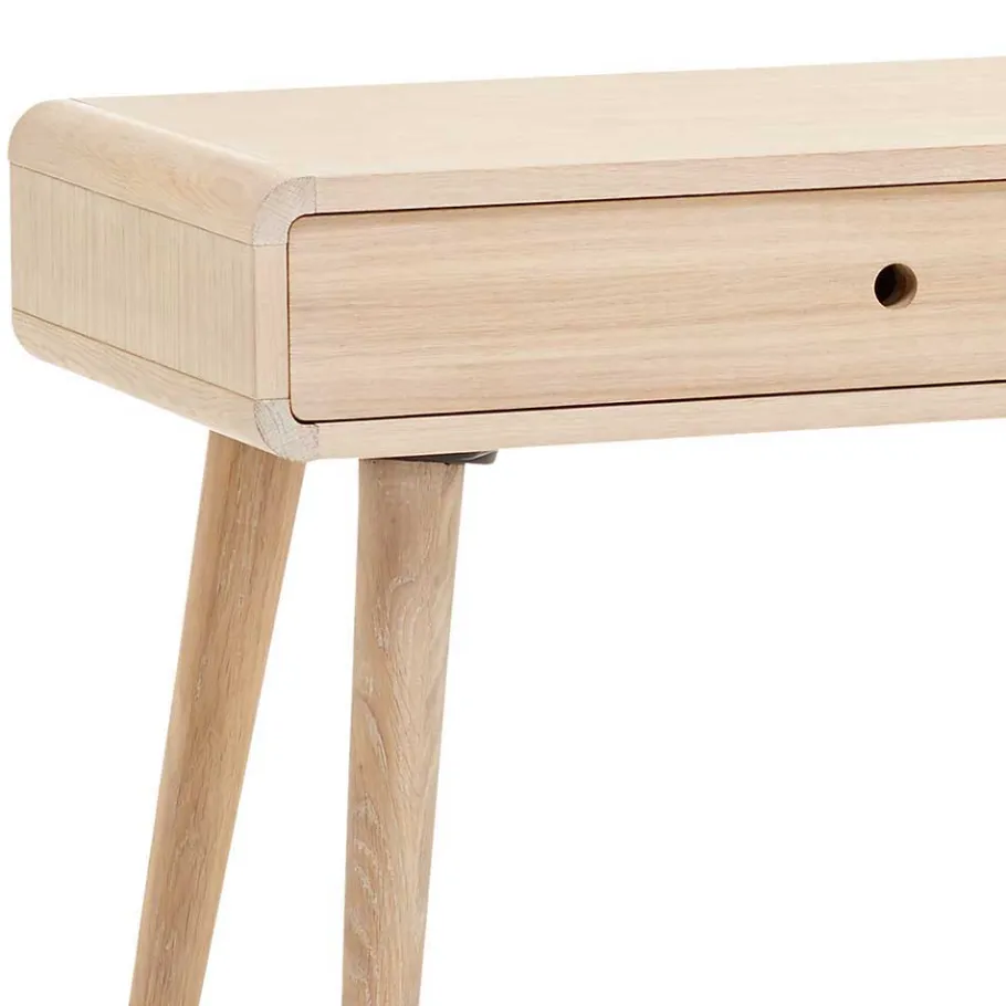 Wohnen Vollholz Schreibtisch in Eiche Bianco - Kartezi