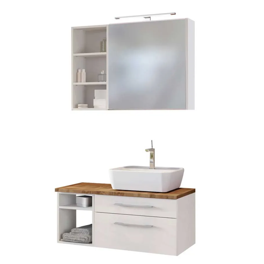 Clearance Wohnen Wand Waschbeckenschrank Set 90cm - Enwicos (dreiteilig)