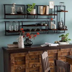 Clearance Wohnen Wandhängeregal aus Recyclingholz Teak - Solapura