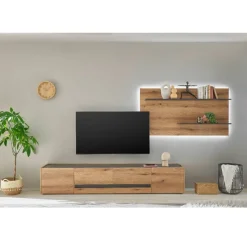 Best Wohnen Wandregal-Paneel und TV-Lowboard Set - Colomania (zweiteilig)