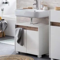 Clearance Wohnen Waschbeckenunterschrank in Weiß & Wildeiche - Etravia