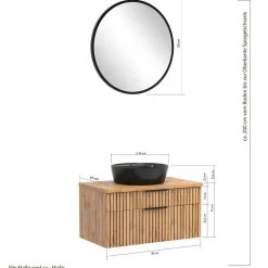 Best Wohnen Waschkonsole & LED Spiegel & Hängeschrank - Crystoga I (dreiteilig)