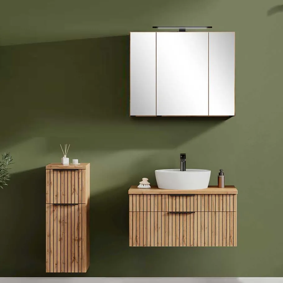Clearance Wohnen Waschkonsole & Spiegelschrank & Unterschrank - Crystoga II (dreiteilig)