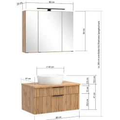 Clearance Wohnen Waschkonsole & Spiegelschrank & Unterschrank - Crystoga II (dreiteilig)