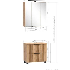 Clearance Wohnen Waschplatz & Midi-Schrank Set - Crystoga (dreiteilig)