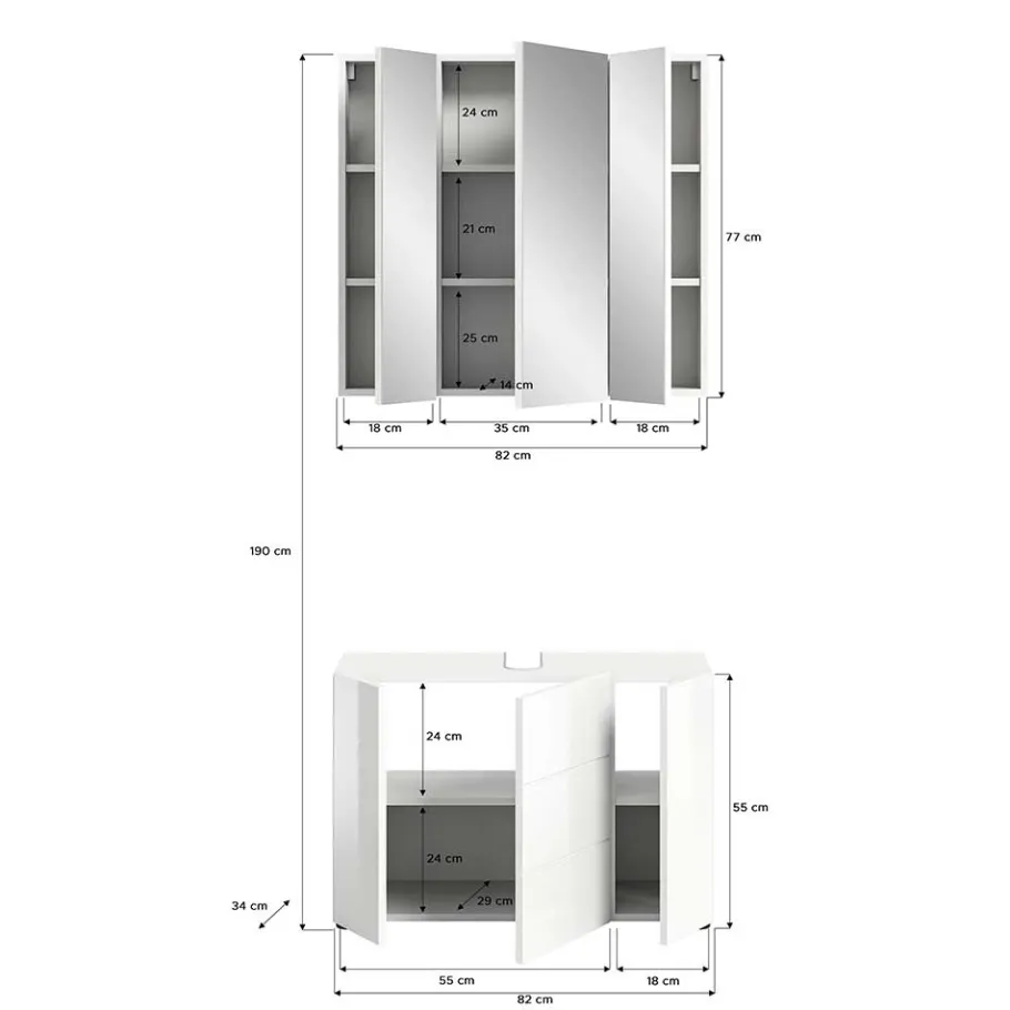Clearance Wohnen Waschplatz & Spiegelschrank Set - Vitablos (zweiteilig)