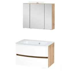 Discount Wohnen Waschplatz Möbel Set in Weiß - Neuvana (zweiteilig)