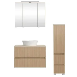 New Wohnen Waschplatz und Midischrank Set - Vibulam (dreiteilig)