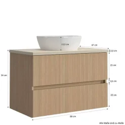 New Wohnen Waschplatz und Midischrank Set - Vibulam (dreiteilig)