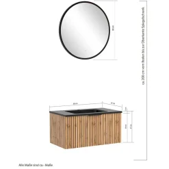 Clearance Wohnen Waschtisch & LED Spiegel & Oberschrank - Crystoga (dreiteilig)