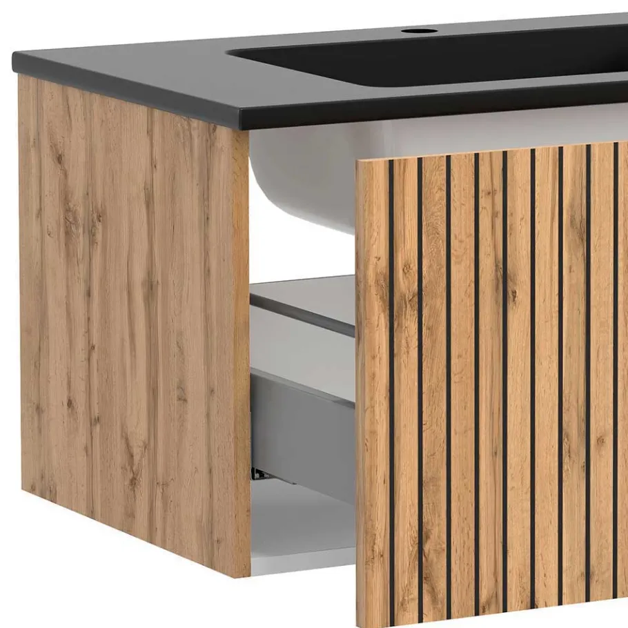 Clearance Wohnen Waschtisch & LED Spiegel & Oberschrank - Crystoga (dreiteilig)