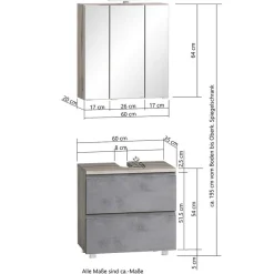 Wohnen Waschtisch Kombi plus Hochschrank - Mia (dreiteilig)