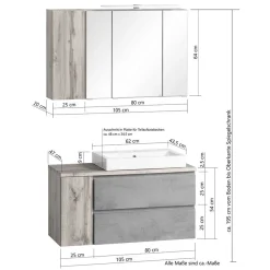 Best Wohnen Waschtisch Kombination 105 cm breit - Mia (zweiteilig)