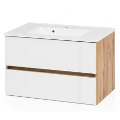 Discount Wohnen Waschtisch Möbel & Hochschrank Set - Vrendina (dreiteilig)
